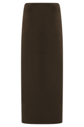 Hayes Faux Suede Midi Skirt - Chocolate